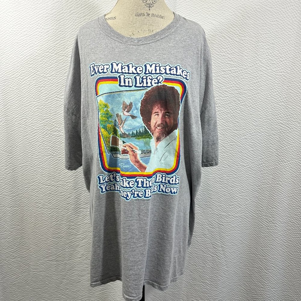 Bob Ross Men's T-Shirt Ever Make a Mistake in Life? Let's Make Them Birds 3XL